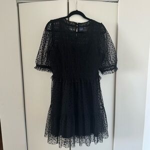 EUC Gap Puff Sleeve Mesh Mini Dress